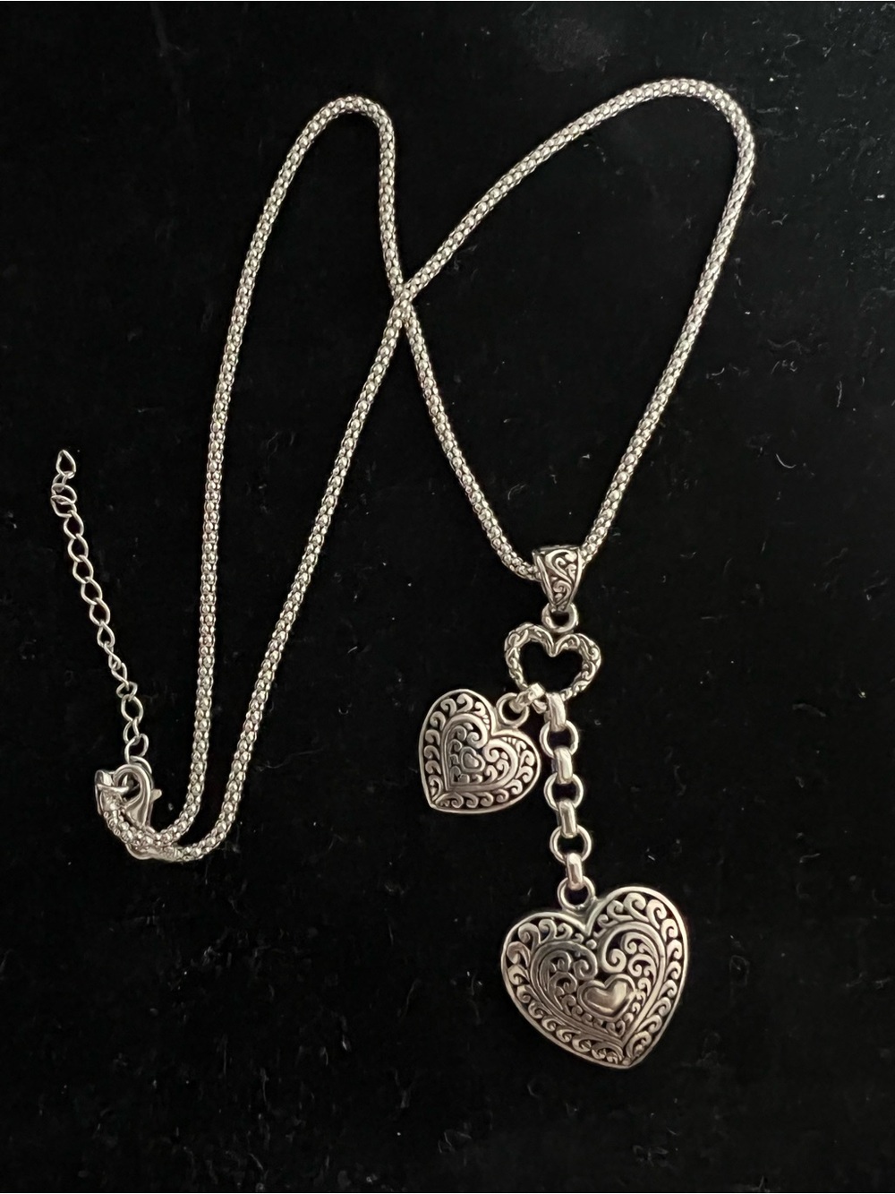 Annika Witt 925 sterling silver double heart necklace. Designer
